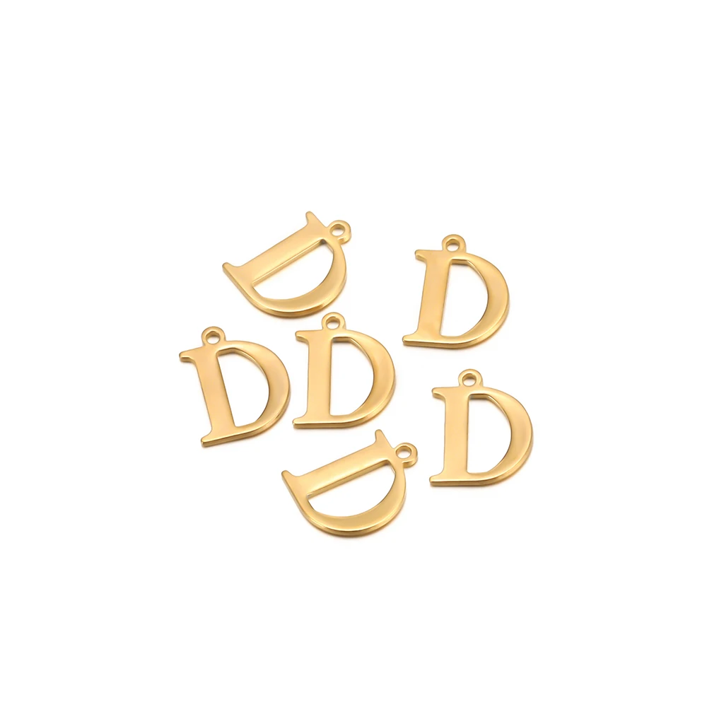 30pcs Stainless Steel Gold Color 26 Letter Pendant Alphabet Charms Necklace Pendant Bracelet Making Earring Findings DIY Jewelry