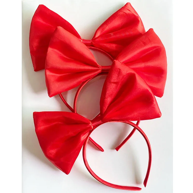 Diadema con lazo rojo para niña y mujer, tocado bonito con lazo, disfraz de Cosplay, decoración de fiesta, accesorio para el cabello, 1 unidad