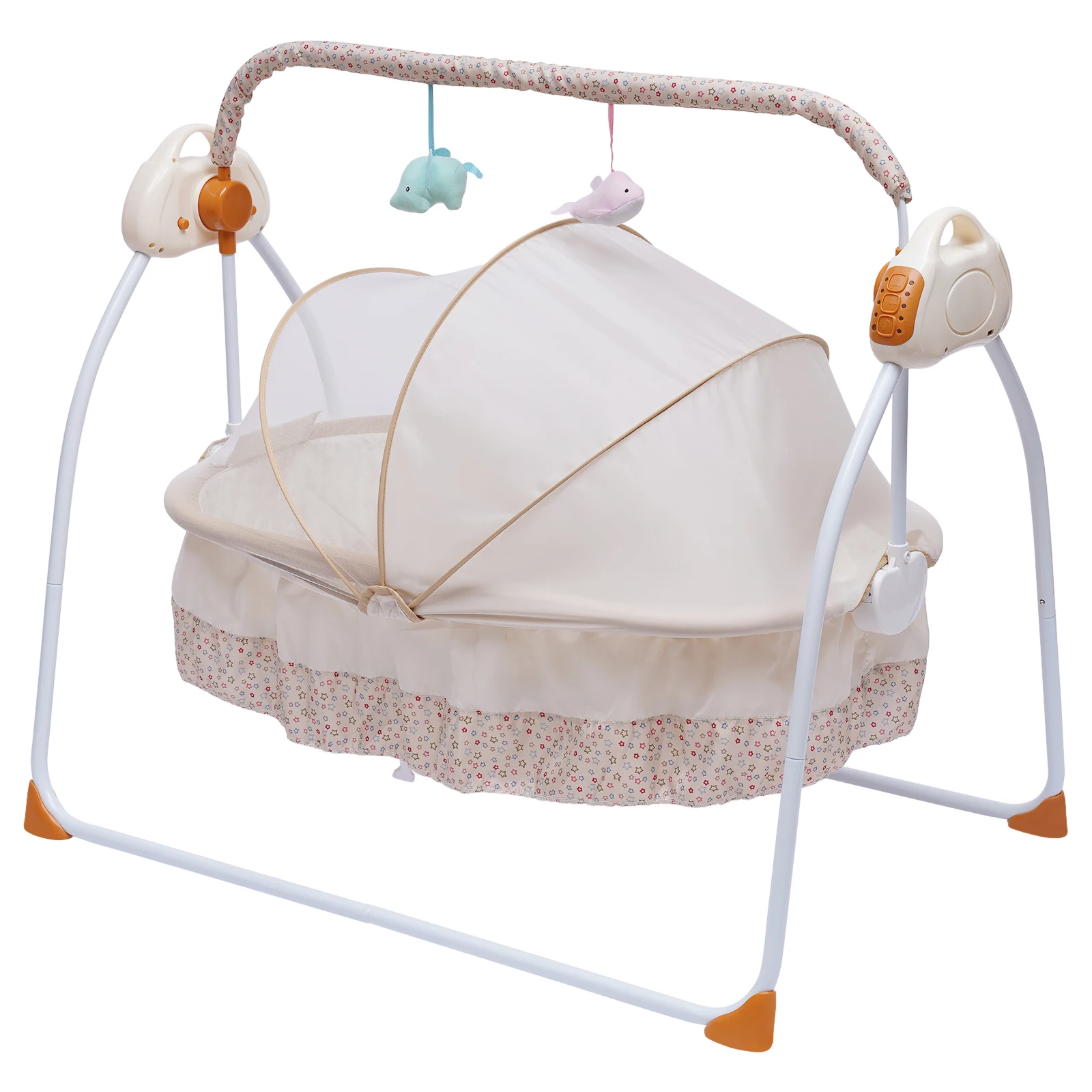 電動ベビークレードルスイング 0-18Month 幼児ベッド自動スイングリモコン付き 25kg 容量折りたたみ式