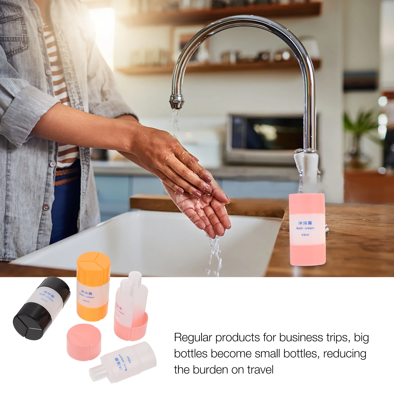 

3Pcs Leakproof Travel Bottle Set Portable Refillable Lotion Dispenser for Sunscreen Cream Liquid Soap Toiletry Organizer Compact