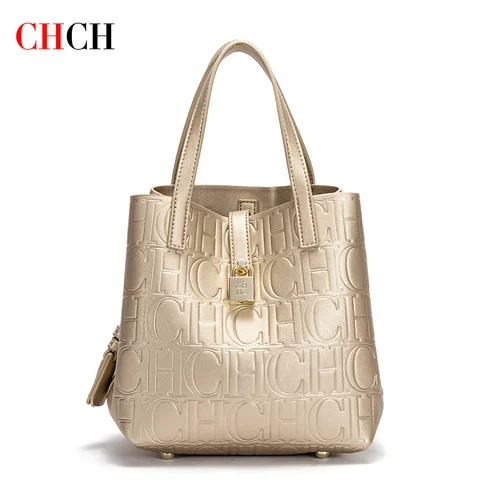 Imagen 2 del producto CHCH Bolso de mano para mujer Nuevo bolso de compras para madre con moño de mano en relieve de acero