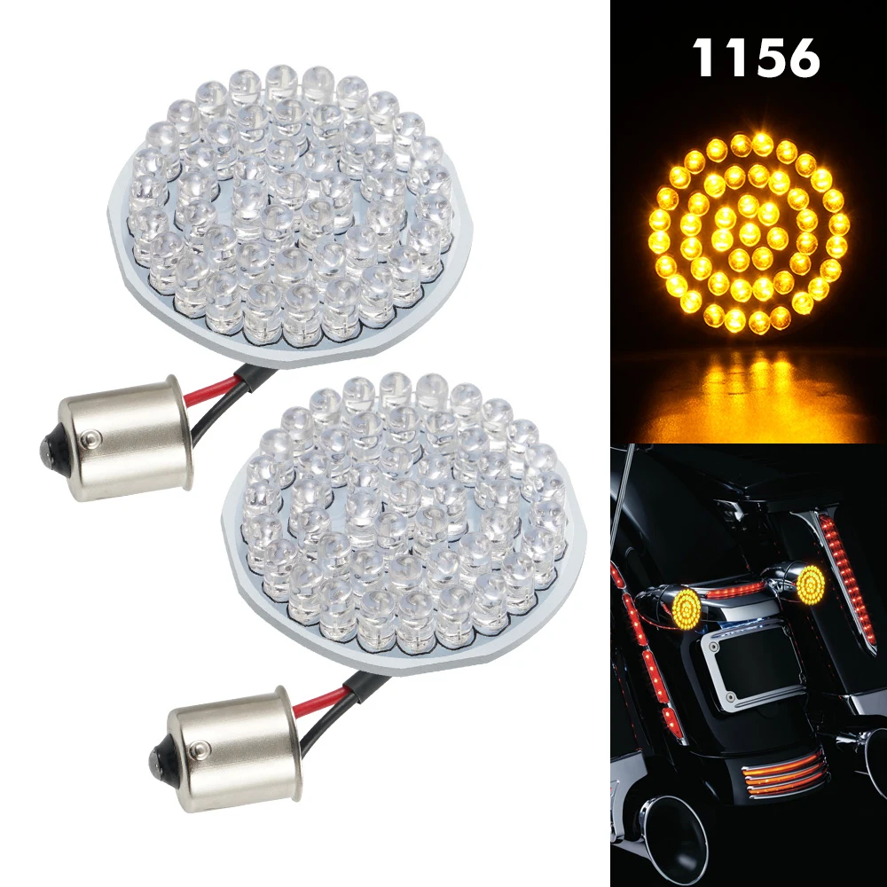 BEVINSEE 2x 1156 LED Motorcycle Turn Signal Light Indicator Inserts 2