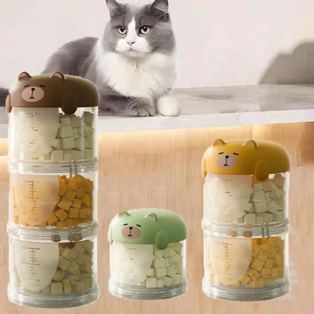 متعددة الوظائف البلاستيك متعدد الطبقات صندوق طعام القط مختومة لطيف الكلب وجبات خفيفة صندوق تخزين مقاوم للرطوبة القط الغذاء دلو للحيوانات الأليفة