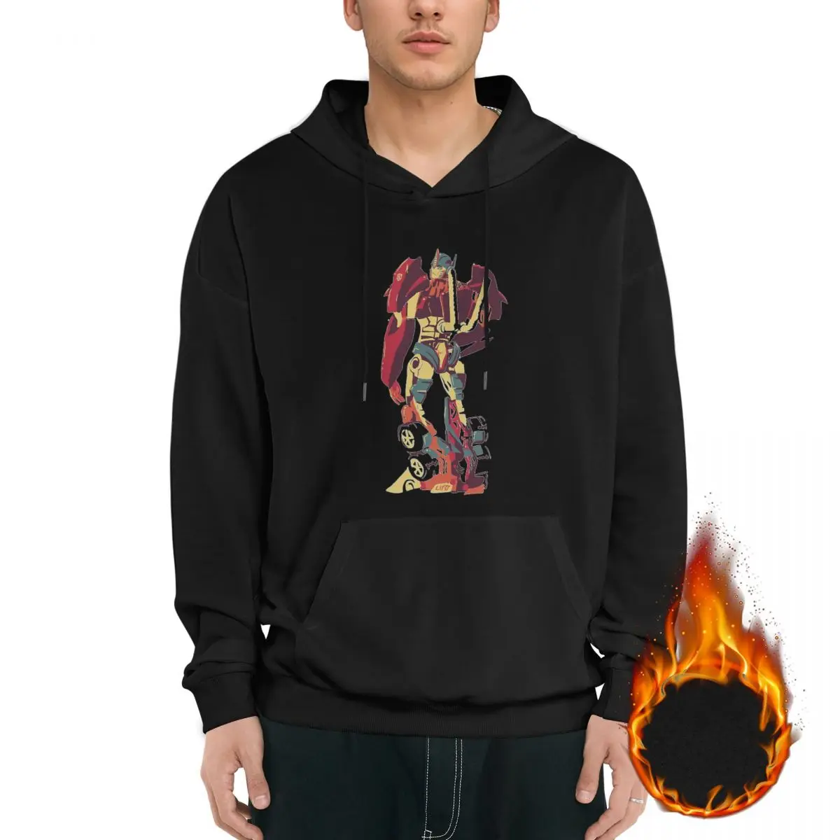 

Optimus Glance Men's Fleece Hoodie Black Long -sleeved Hoodie