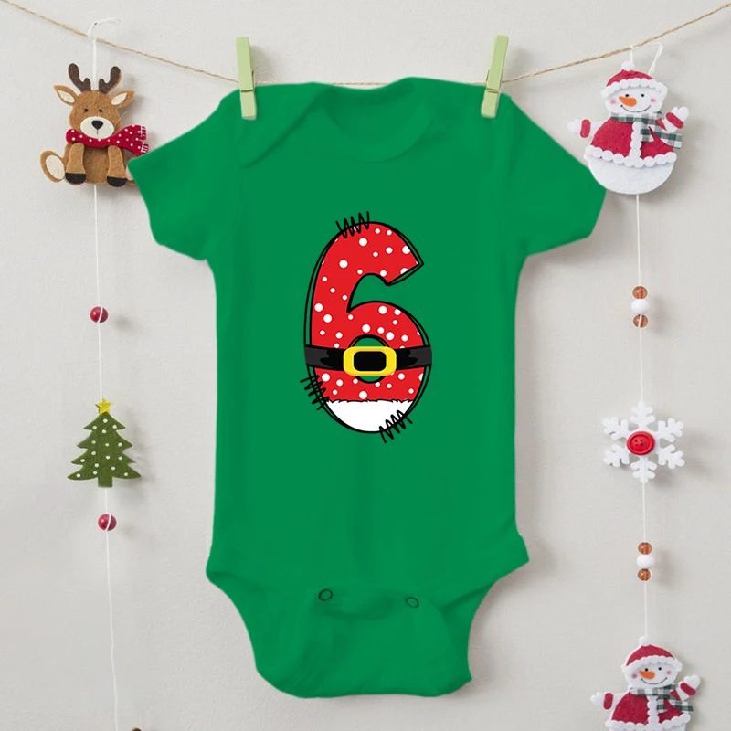 

Newborn 1-9 Birth Month Print Christmas Bodysuits Baby Boy Girl Funny Number Jumpsuits Autumn Toddler Cotton Soft Infant Romper