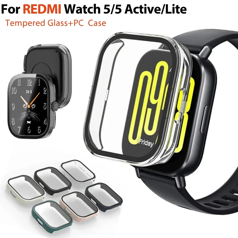 �y�Z�[�����z�����K���X + PC �P�[�X Xiaomi Redmi Watch 5 �A�N�e�B�u/Lite �J�o�[�n�[�h�X�N���[���v���e�N�^�[���v�o���p�[�P�[�X Redmi Watch 5