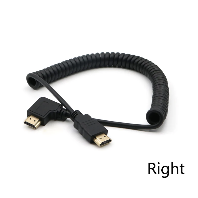 Elastic Coiled Spring HDMI-Compatible Cable Male To Male V1.4 1080P 3D Pure Copper HDMI Left & Right Angled Cable 2.0m
