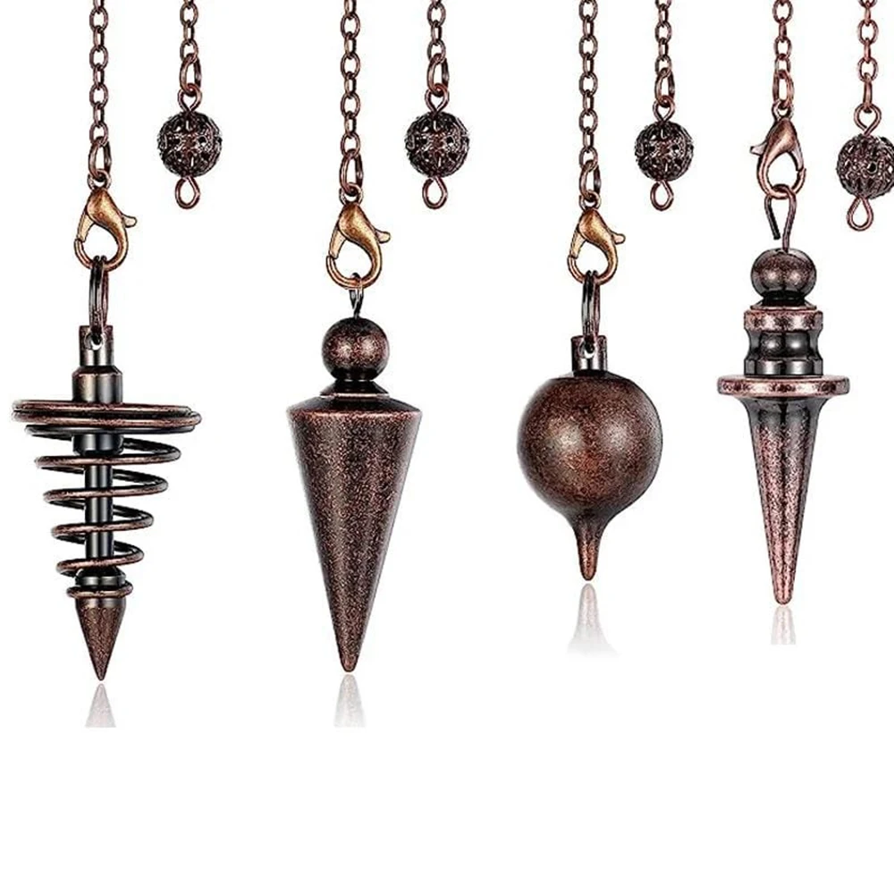 Metal Pendulum Pendulo Radiestesia Pendulums for Dowsing Spiral Cone Antique Gold Silver Pyramid Pendule Reiki Healing Jewelry