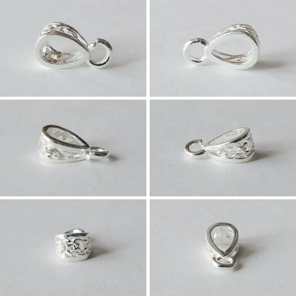 Solid .925 Sterling Silver Slider Pendant Clasp Bail Connector with open jumpring, jewelry DIY silver Accessories