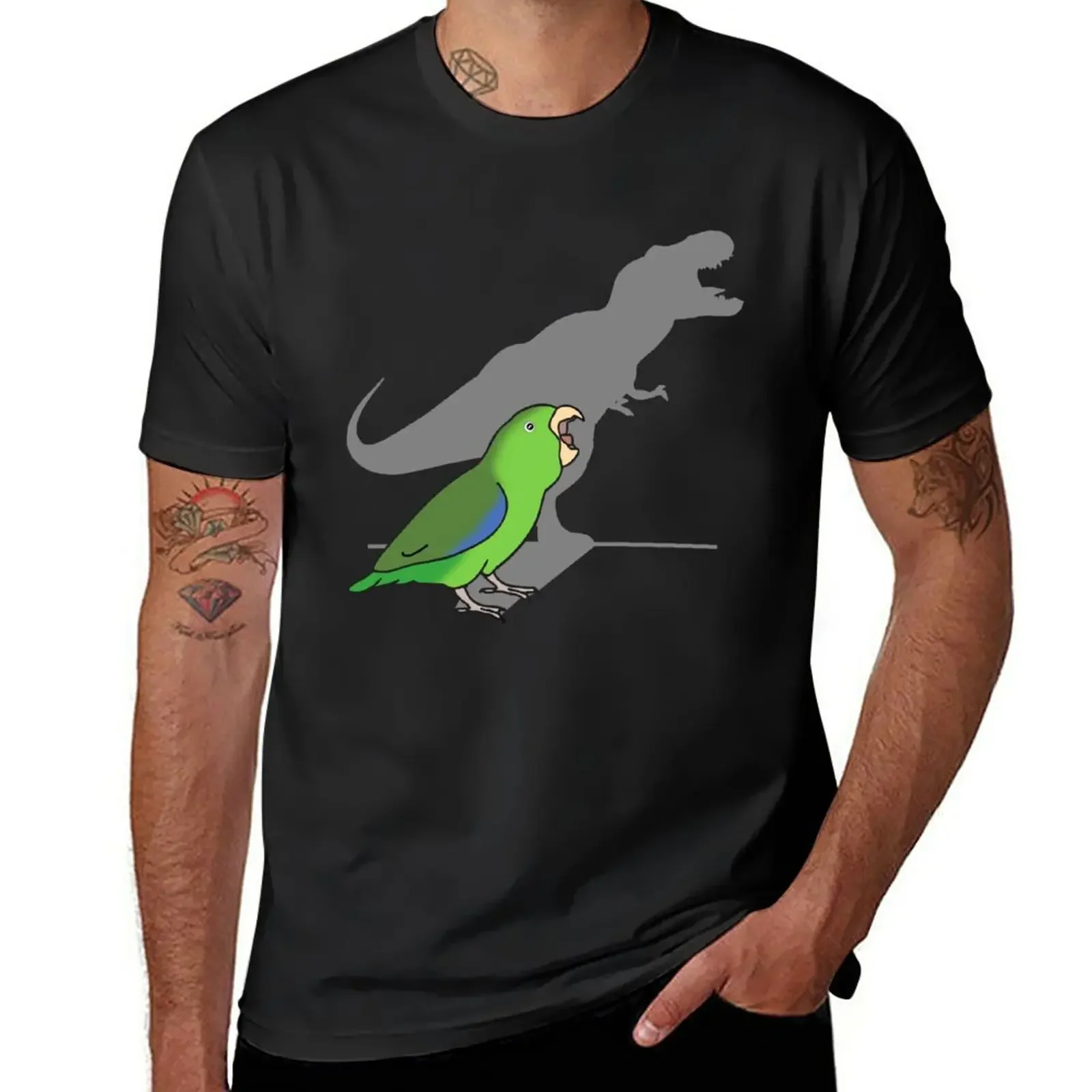 T-rex green parrotlet T-Shirt animal prinfor boys Short sleeve tee mens big and tall t shirts