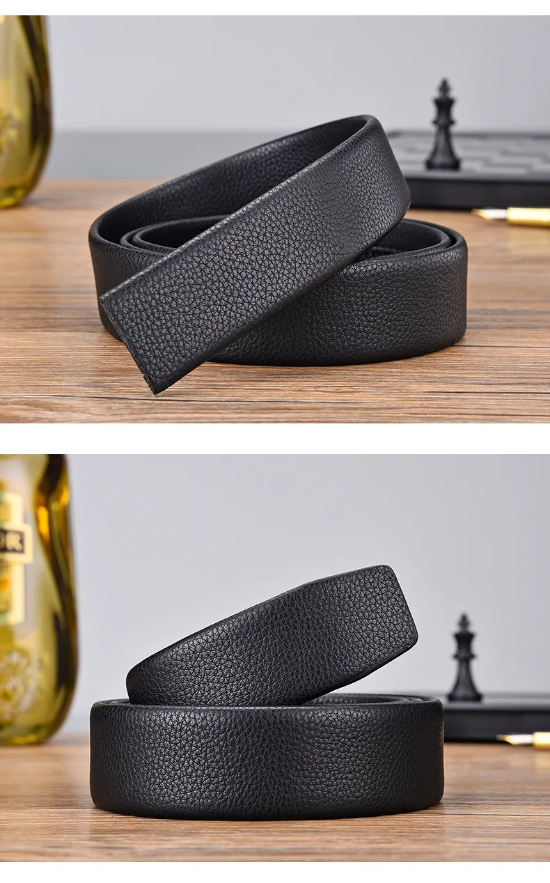100 120 130 140 150 160 170 180cm Automatic Belt Without Buckle Men Width 3.5cm No Buckle Good Quality Leather Belt Body Strap