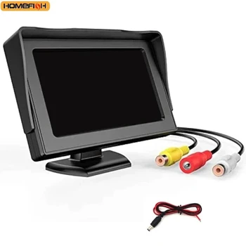 HOMEFISH Pantalla de coche de alta definición de 4,3 pulgadas Fácil instalación Monitor de tablero de máquina de imagen de marcha atrás universal para vehículo 1
