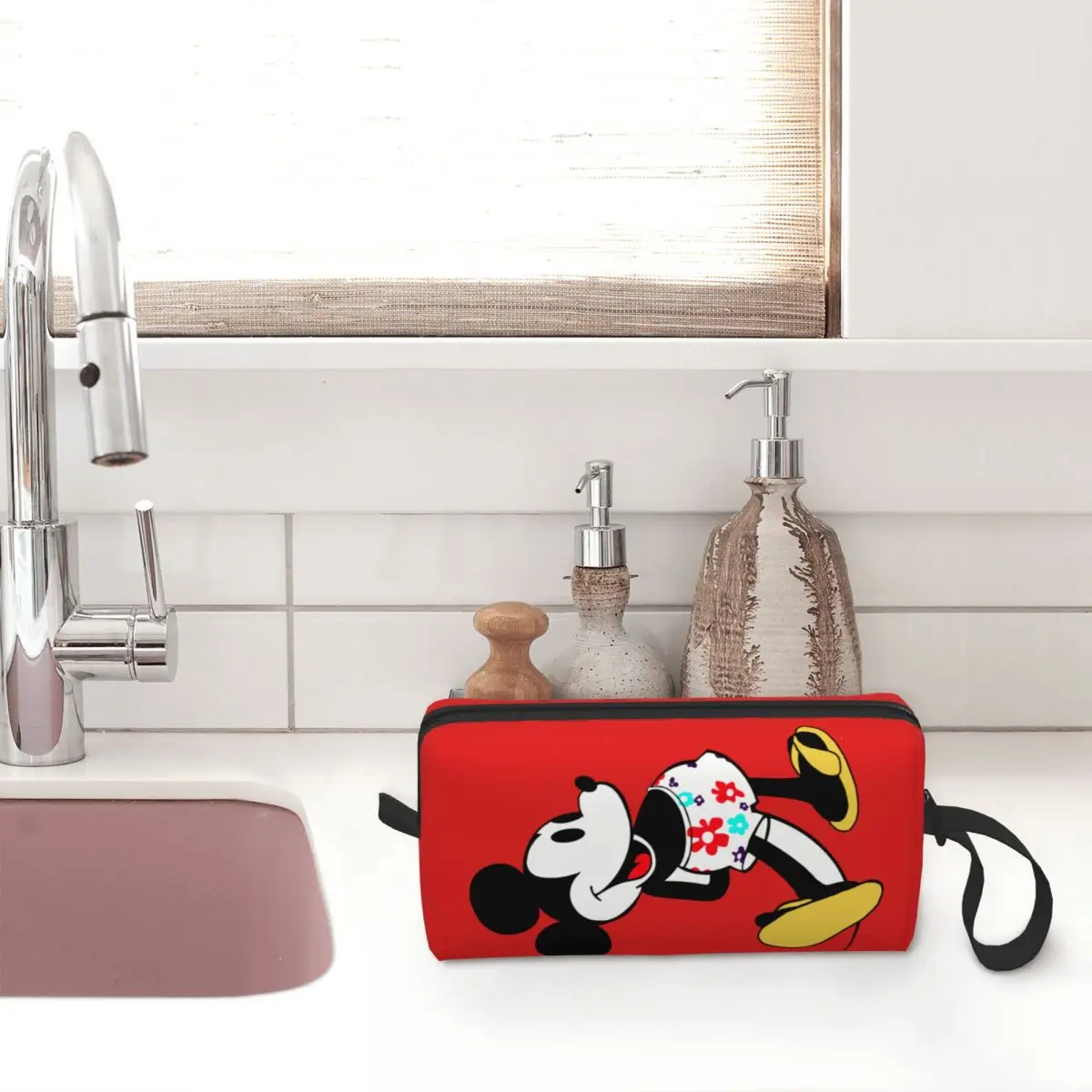 Custom Cute Mickey Mouse Minnie Travel Cosmetic Bag Women Disney Cartoon Makeup Toiletry Organizer Lady Beauty Storage Dopp Kit