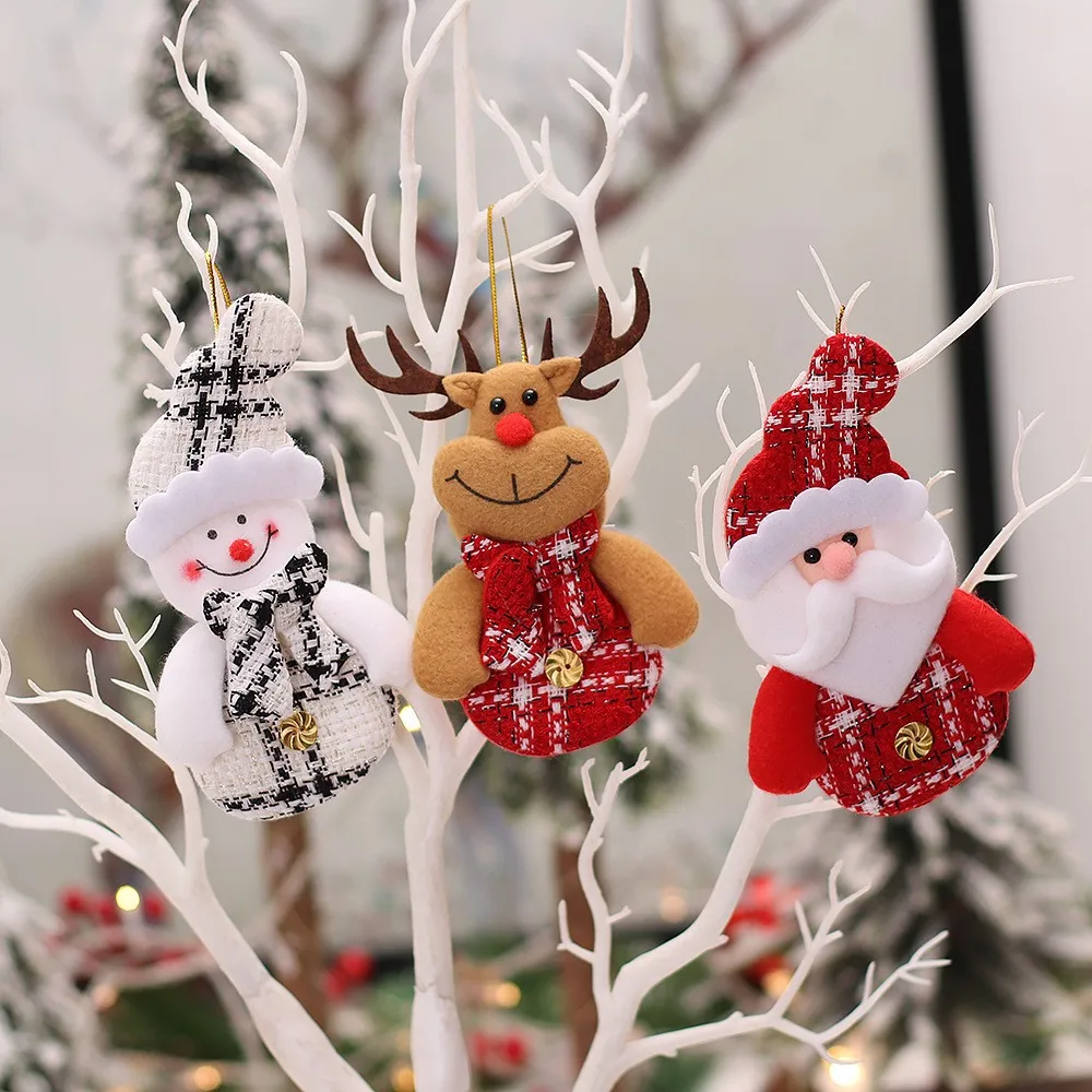 Happy New Year Christmas Ornaments DIY Christmas Gifts Santa Snowman Tree Pendant Doll Ornaments