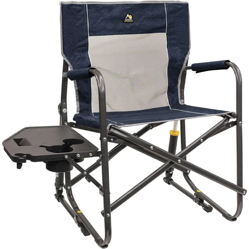 GCI OUTDOOR Freestyle Rocker with Side Table Camping Chair | Portable Folding Rocking Chair with Solid, Durable Armrests