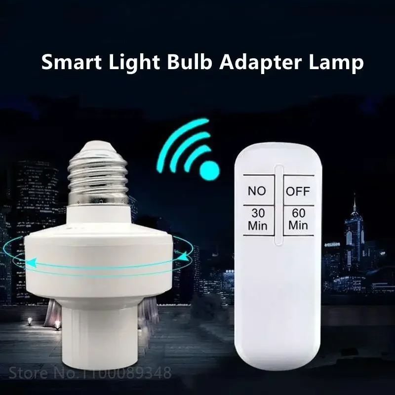 

Smart Switch Wireless Remote Control E27 110V-240V Timer LED Lamp Holder Socket ON/OFF 15M Range Smart Device AA Battery Powered