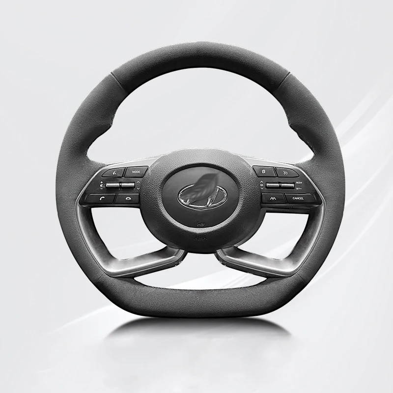 Hand Stitched Car Steering Wheel Cover Suede for Hyundai Avante Santa Cruz Tucson Plug I20 Tucson CN7 Car Interior Accessories