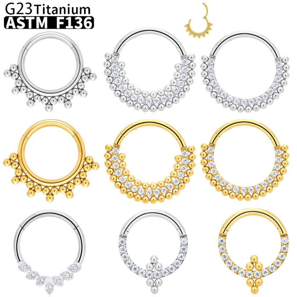 G23 Titanium Piercing Nose Ring Biżuteria do ciała Kolczyki kółka ASTM F136 Chrząstka Tragus Membrana Tytanowa Hing