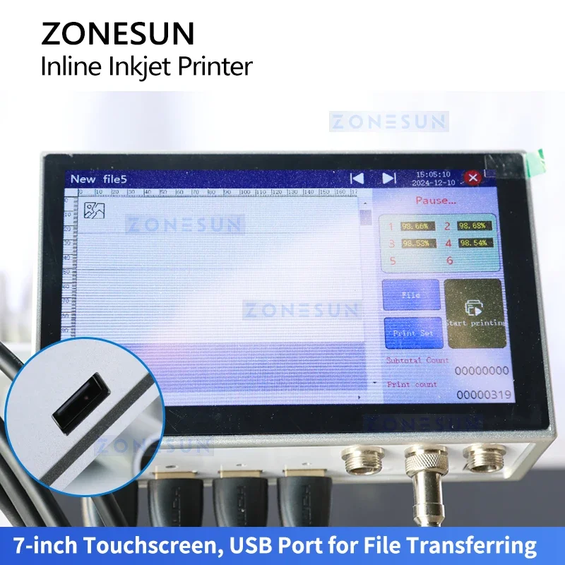 ZONESUN ZS-IIP550 High Speed Inline Inkjet Printer Auto Industrial Expiry Date Coding Machine Logo Barcode Carton Batch Coder