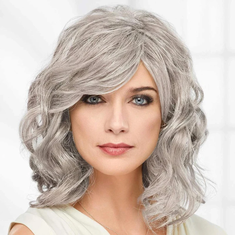 

New Fashion Women's Long Natural Gray Wigs 14In