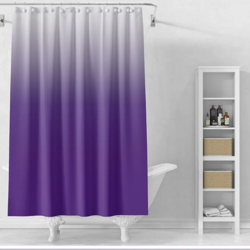 Gradient Color PEVA Shower Curtain Nordic Style Perforated Thickened Waterproof Moisture Proof And Mildew Proof Bathroom Curtain