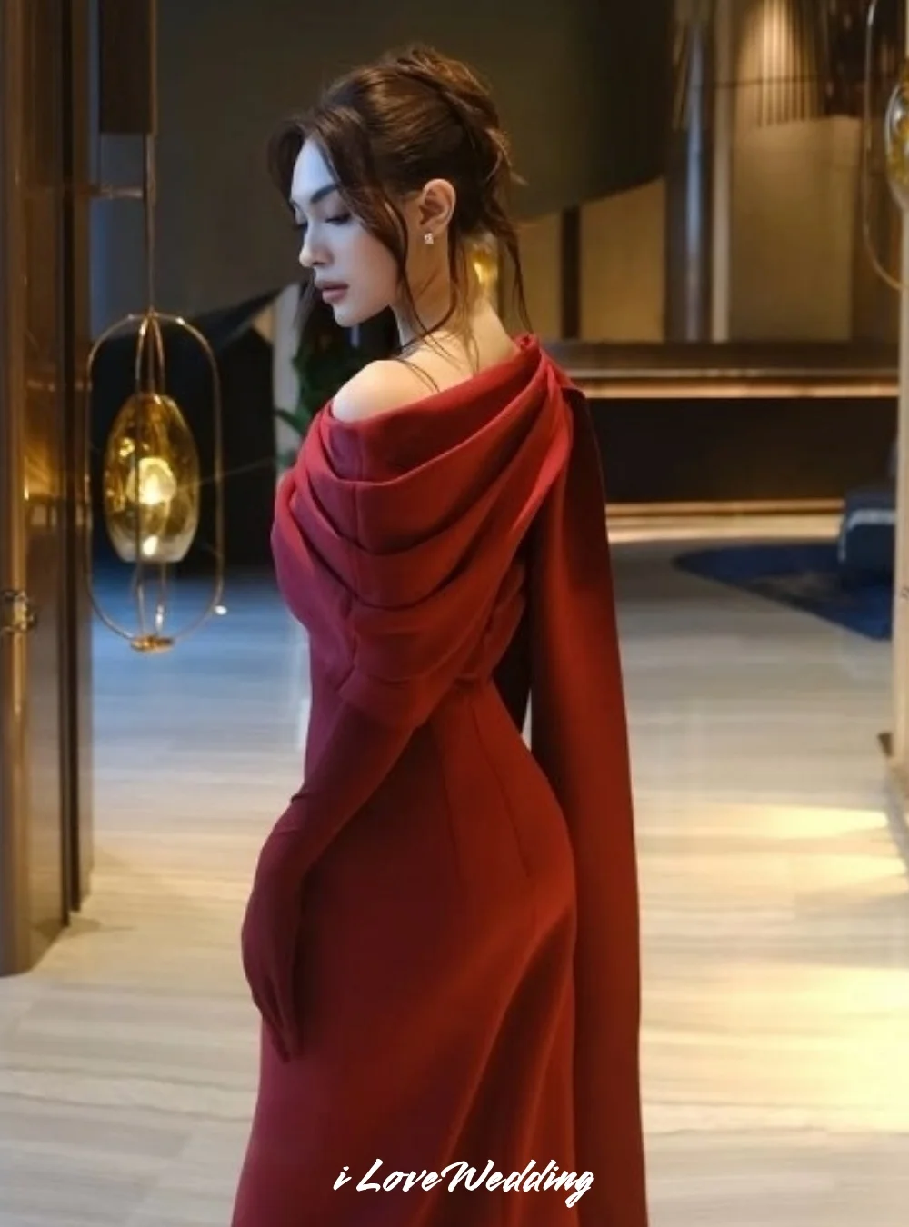 Red One Shoulder Evening Dresses 2025 Satin Pleated Mermaid without Gloves Floor Length Dresses For Special Occasions Customized
