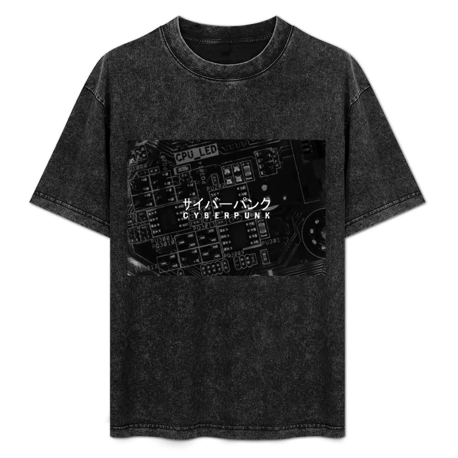

Cyberpunk circuit board - black and white T-Shirt vintage graphic tee summer tops mens graphic t-shirts hip hop
