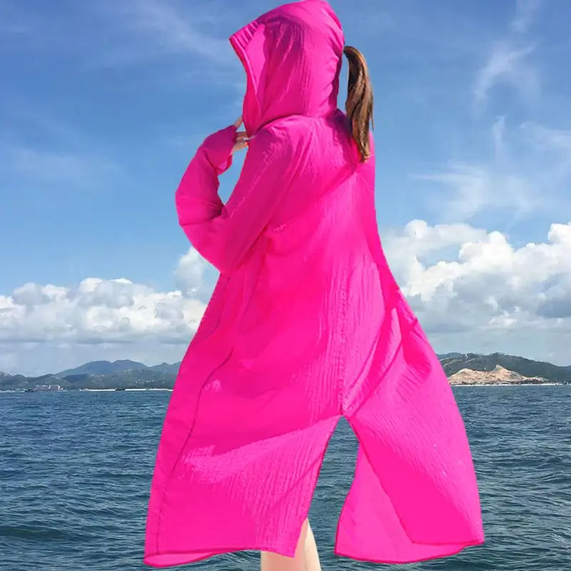 Women's Jacket Spring and Summer Plus Size Korean Hooded Jacket Long Sun Protection Clothing Anti-UV Outdoor Sports Top A380