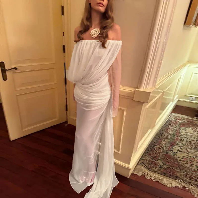 Y2K شبكة انظر من خلال فستان ماكسي المرأة قبالة الكتف كم طويل سبليت الخريف الشتاء مثير نادي الحفلات Ruched فساتين وتتسابق هدية