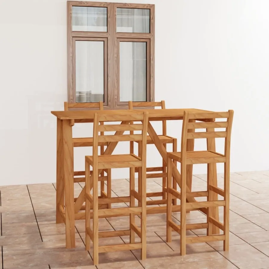 

5 Piece Patio Bar Set Solid Acacia Wood