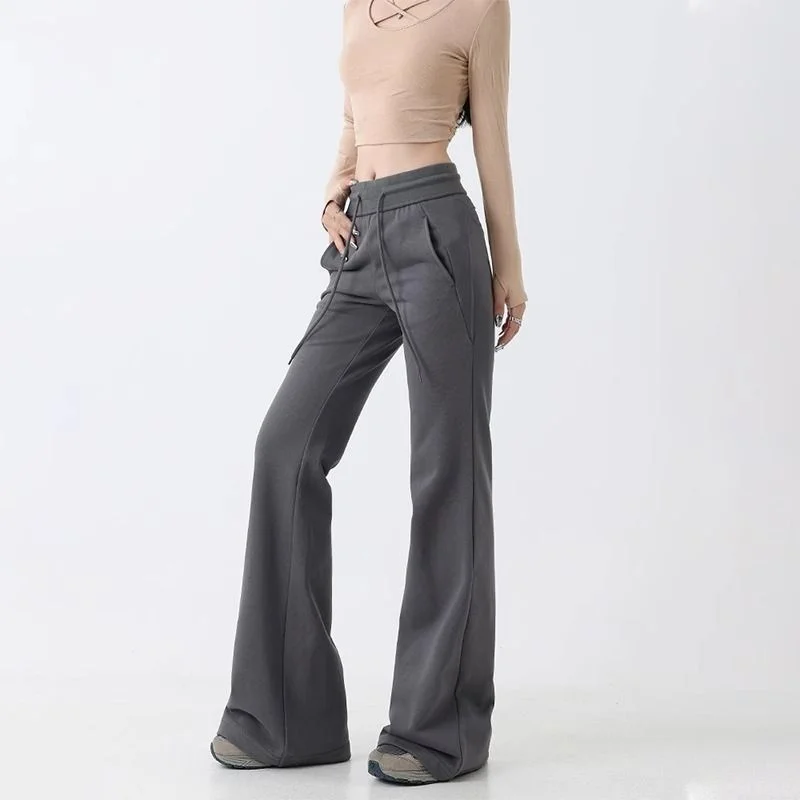 Pantaloni bootcut Donna Vita bassa Donna Kpop Ulzzang Stile coreano Pelle pieghettata Borchie Alla moda Personalità unica Alla moda Selvaggia