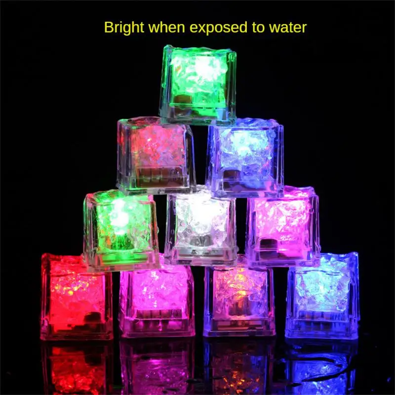 

6pcs Liquid Sensor Automatically Luminous Night Light LED Ice Cube Lamp Waterproof 8-25 Hours Flashing Luminous Night Light