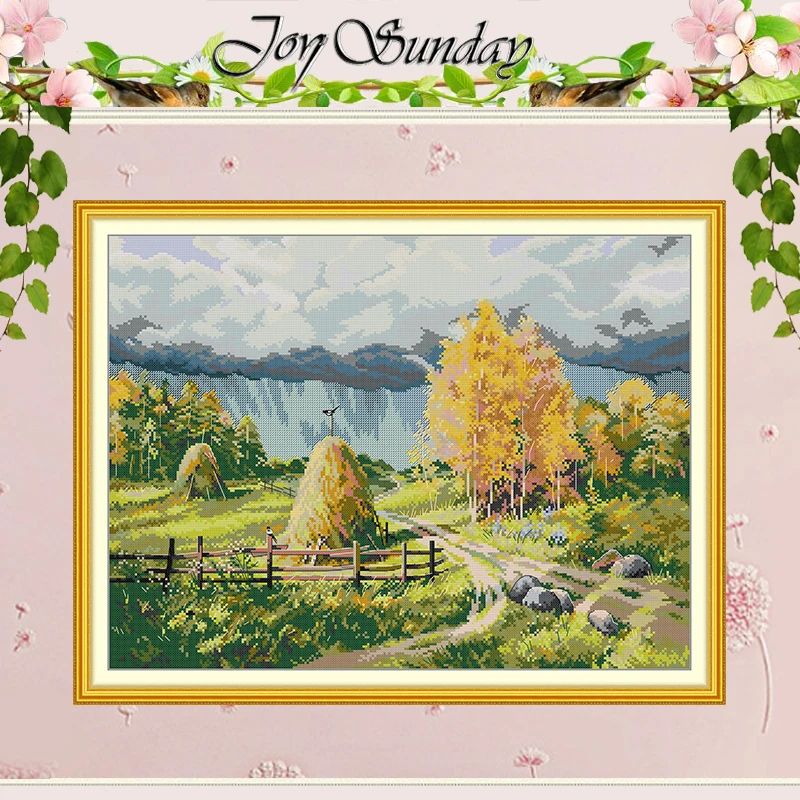 

Золотые осенние узоры, набор для вышивки крестом, сделай сам, 11CT, 14CT, 16CT, штампованный набор для вышивки крестом DMC, вышивка, рукоделие, поделки