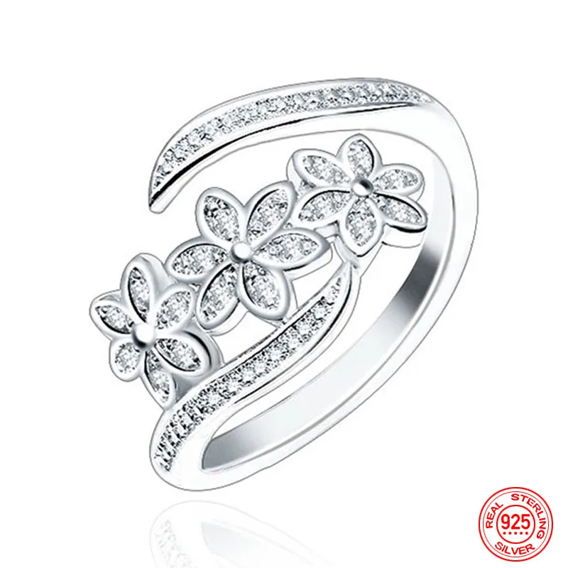 

925 Sterling Silver Open Zircon Rings For Womem Fashion Wedding Jewelry Party Gift