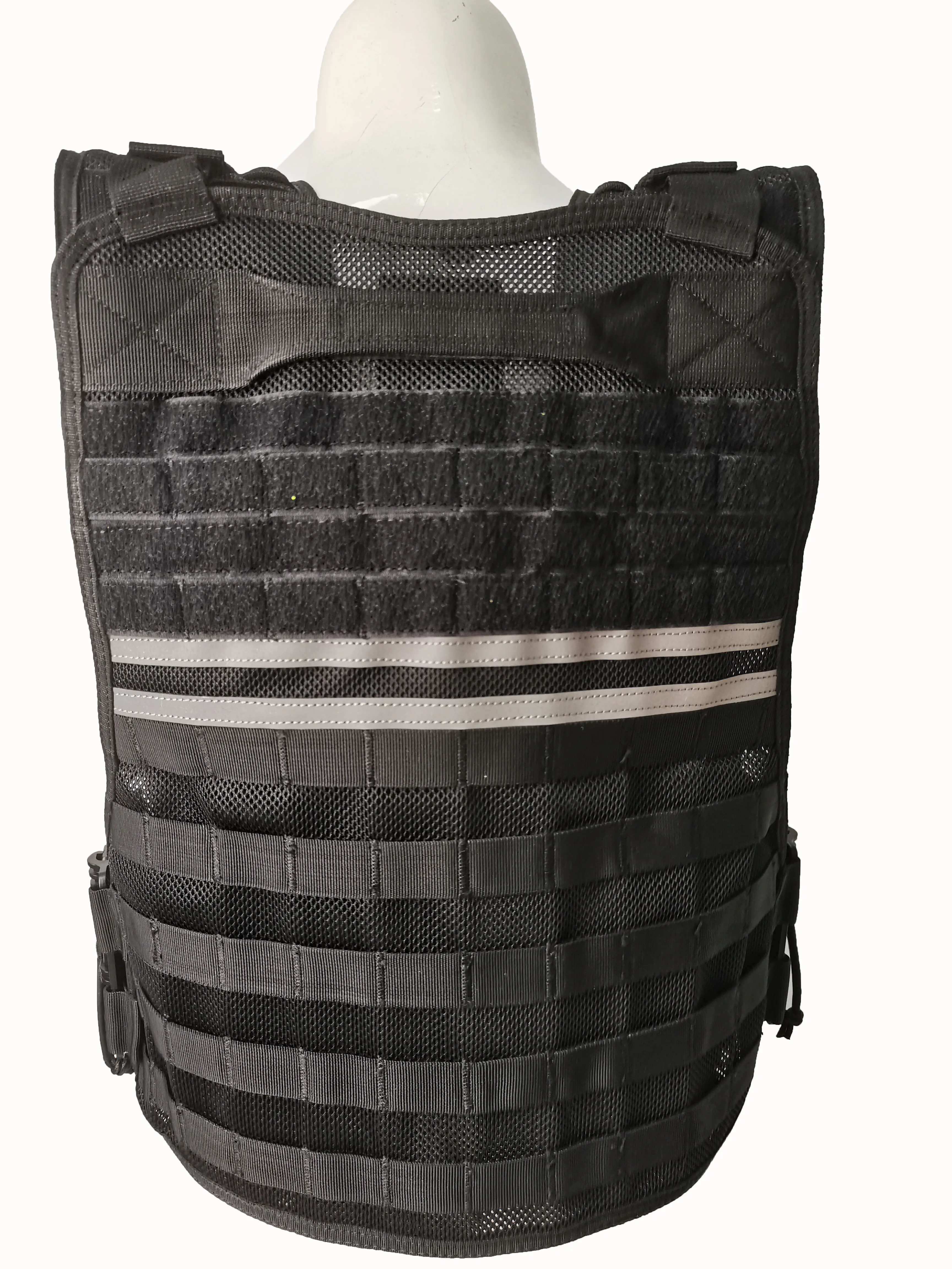 Tatical Molle Protection Zipper Vest Reflective-stripe Jacket Buckles Security Waistcoat Adjustable Breathable Net Fabric Top