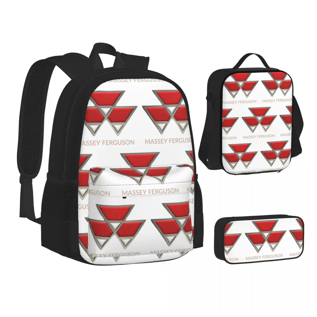 

2025 Massey Ferguson Logo Backpacks Children Bookbag School Bags Kids Rucksack Lunch Bag Pen Bag Three-Piece Set