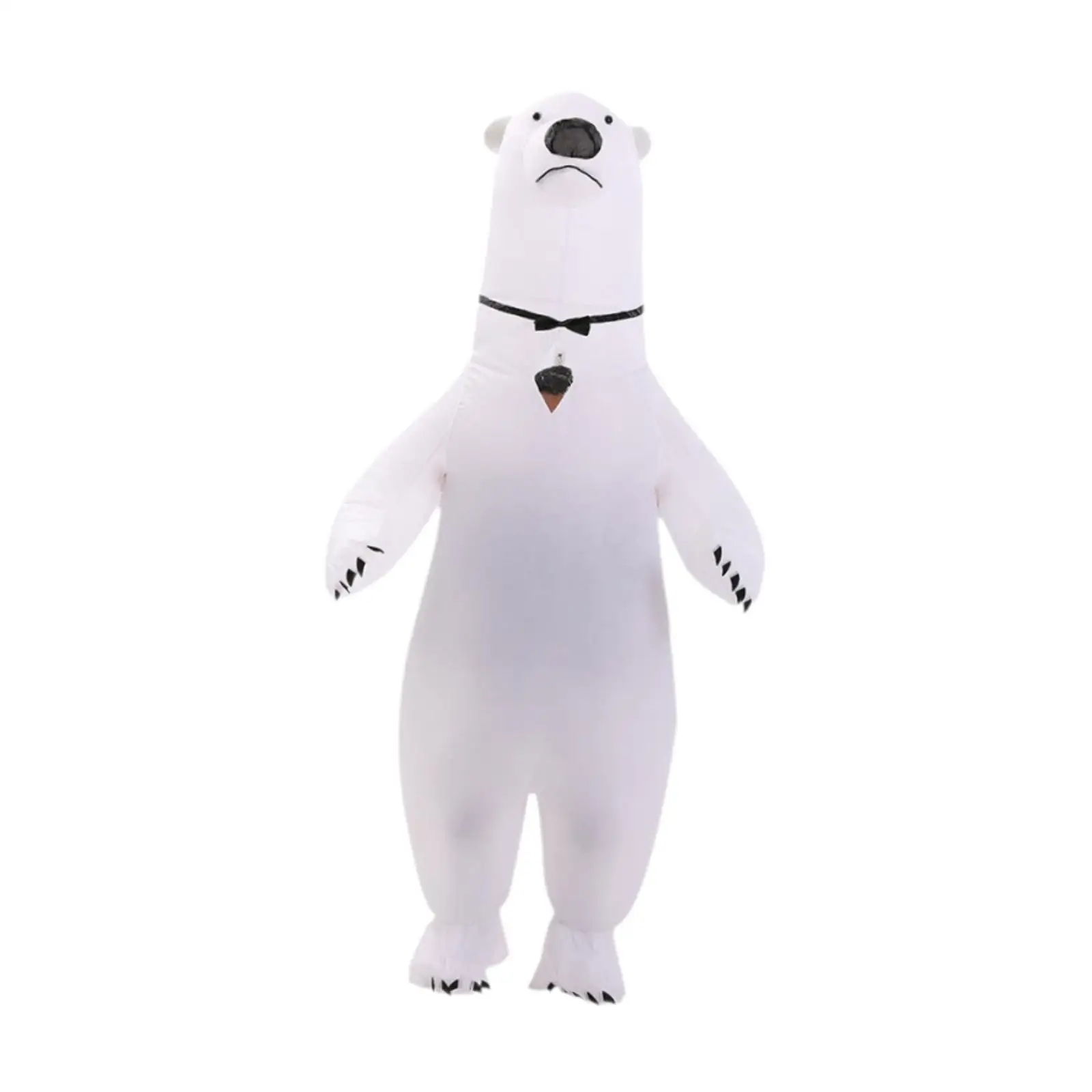 Wit opblaasbaar beer kostuum polyester dieren jumpsuit draagbaar luchtblaaspak voor Halloween cosplay party festival carnaval