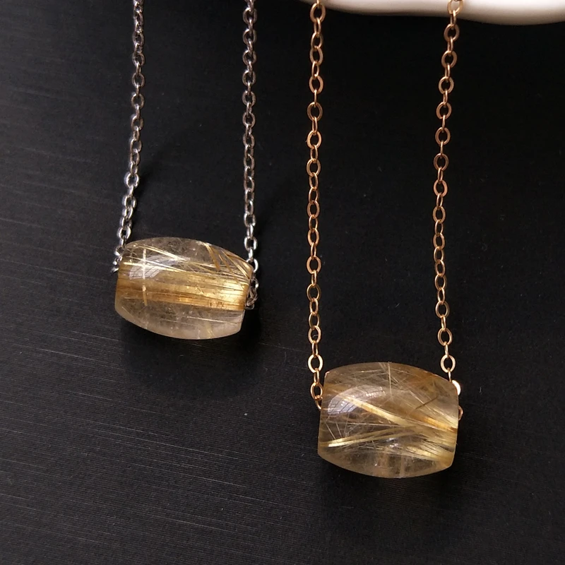 

Gold Hair Rutilated Quartz Passepartout Beads Pendant For Women Beads Wealth Luck Gemstone Reiki Crystal Necklace Pendant