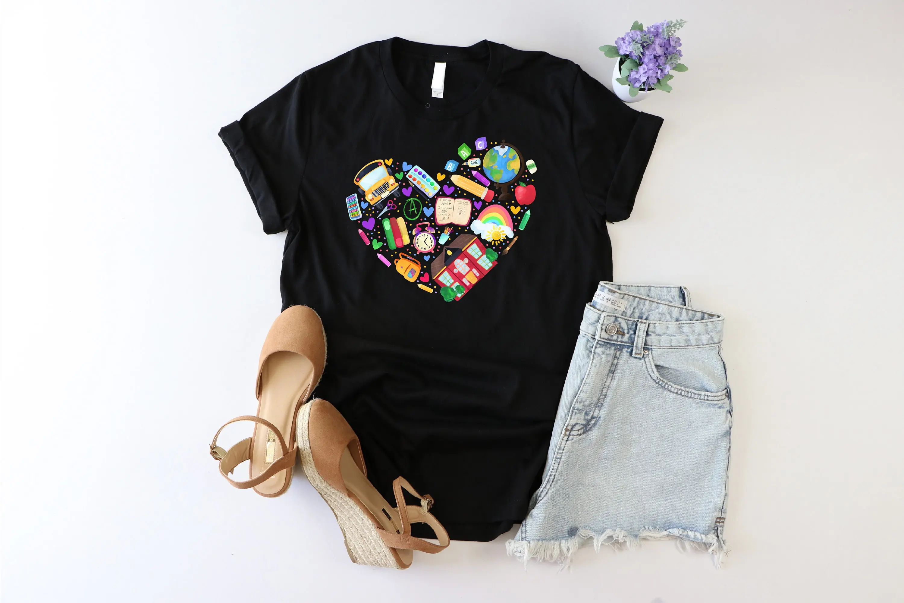 School HearT T Shirt Vibes Preschool Teacher Back To Appreciation Supplies Mom