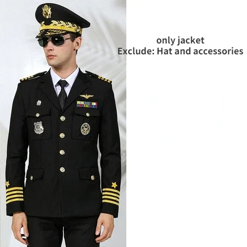 Pilot Costume Seaman Us Navy Captain Uniform Single-breasted Jacket Pants Security Property Workwear Air Hostess Costumes