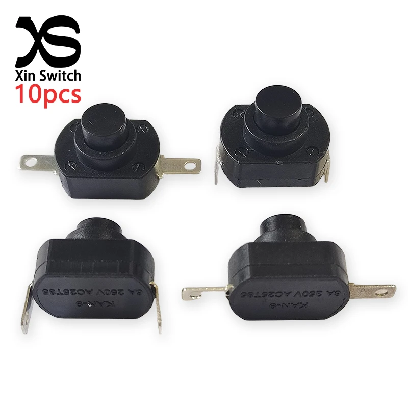 10 peças KAN-9 pés planos/pés dobrados auto travamento (dobrindo) micro interruptor de botão de alimentação 18x13mm 6a 250vac para lanternas lâmpadas de mesa