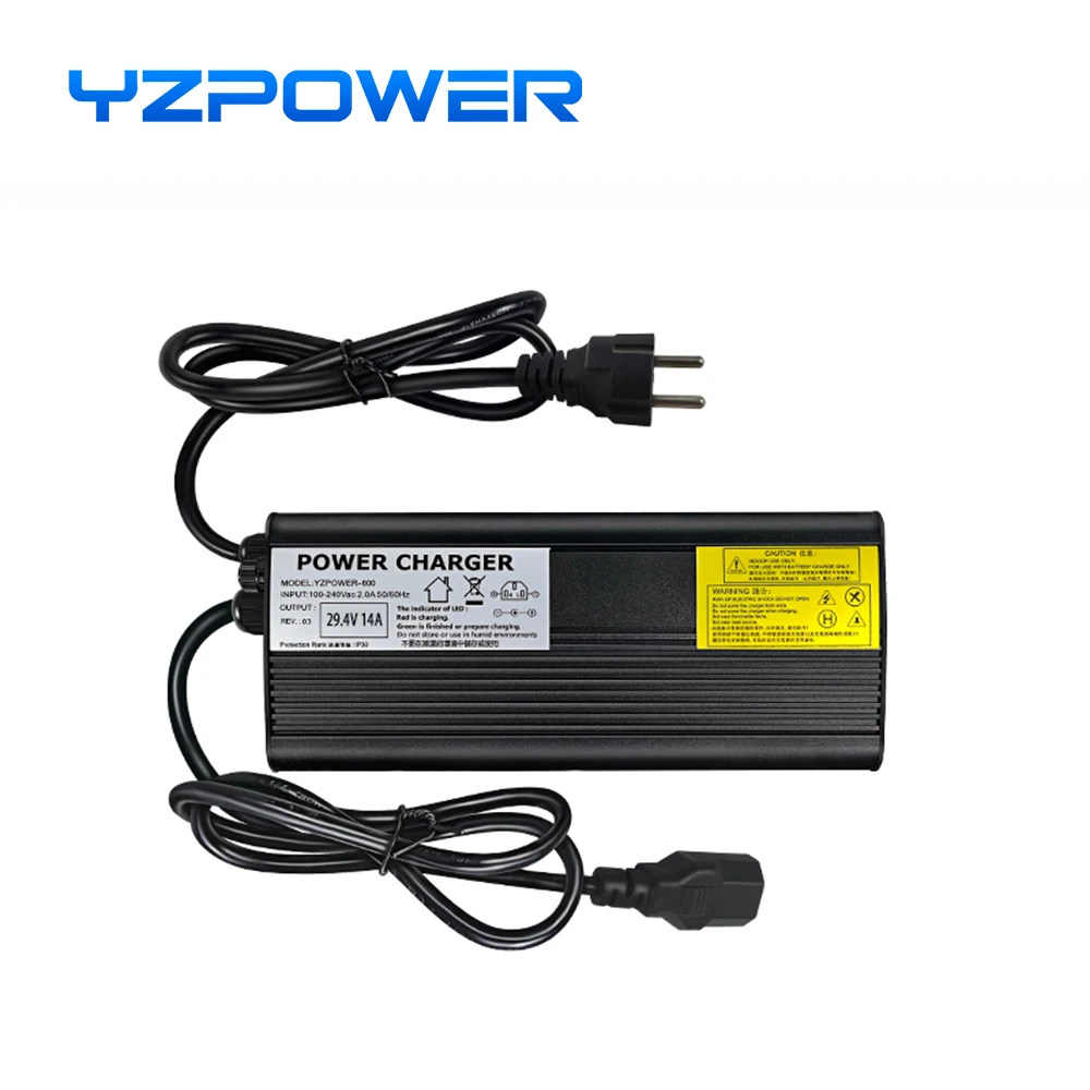 YZPOWER 29.4V 14A Life po4 lithium battery charger 24V 8S single voltage power adapter charging high power power tool universal