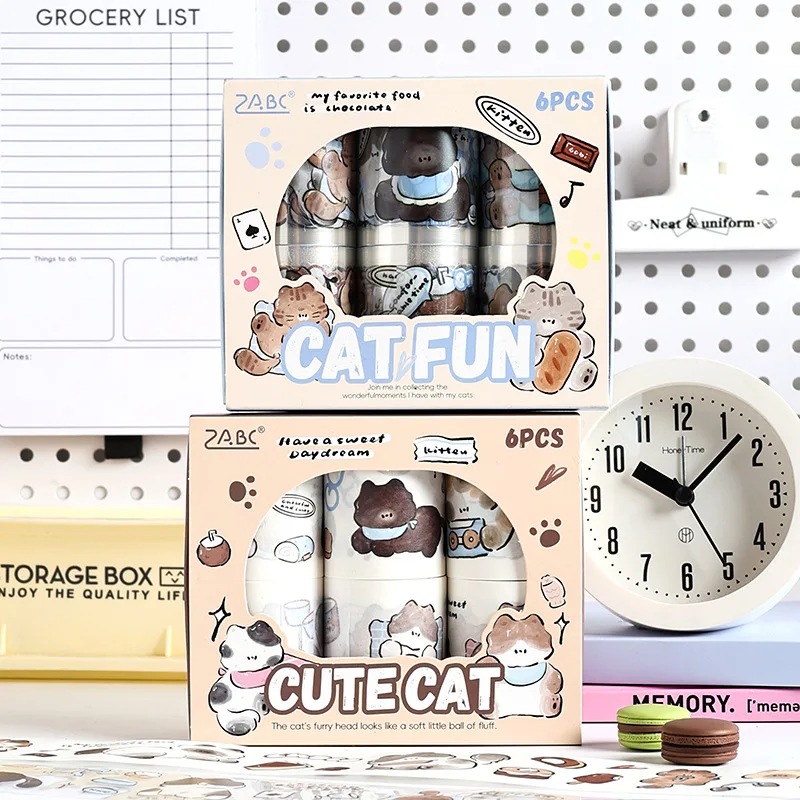 Good Kitty Journal Series Washi Tape Set for Scrapbook Decoration Collage and Background Layer Two Designs Combo Pack Material