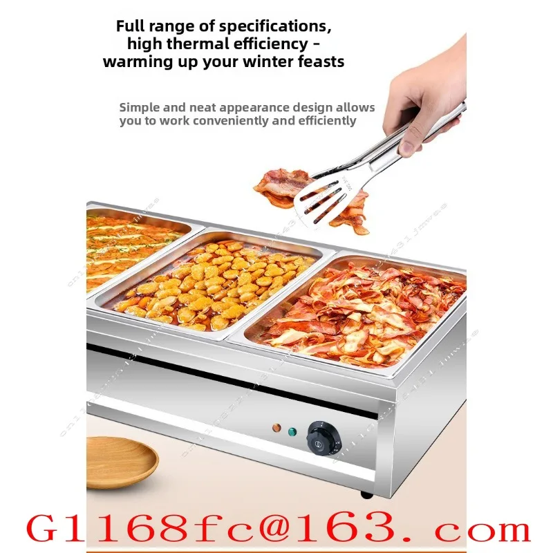 Commercial glass cover dining table, small soup pool, electric heating buffet, canteen serving table