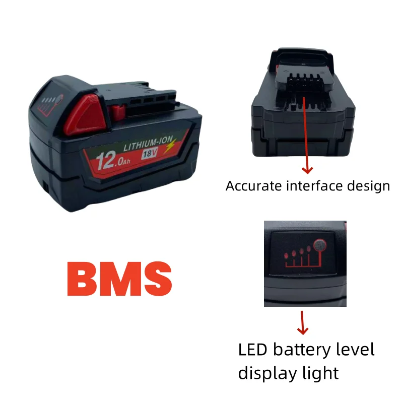 For Milwaukee 18V 12.0Ah Replacement M18 XC Lithium Battery 48-11-1860 48-11-1850 48-11-1840 48-11-1820 Rechargeable Batteries