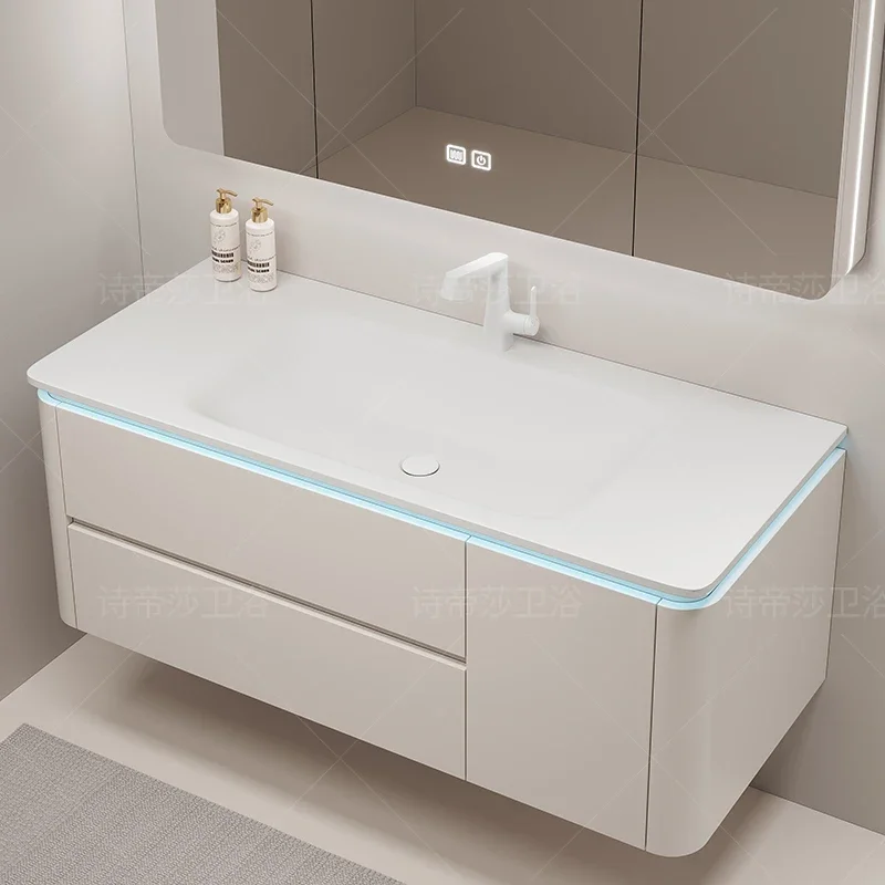 

Integrated Basin Oak Bathroom Cabinet Combination Skin Sense Washbasin Washstand