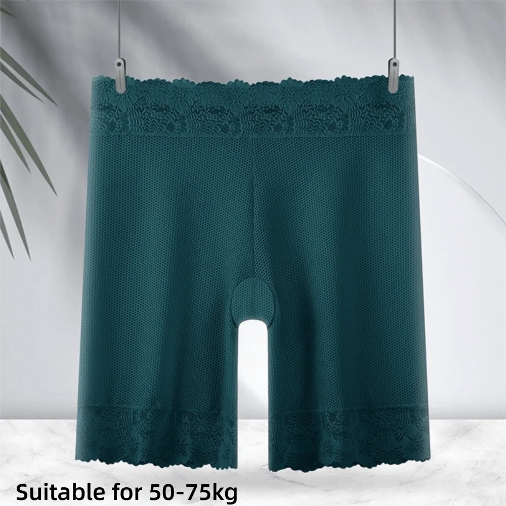 High Quality Seamless Ice Silk Safety Pants Breathable High Waisted Safety Shorts Lace Edge Tummy Control Underwear Women