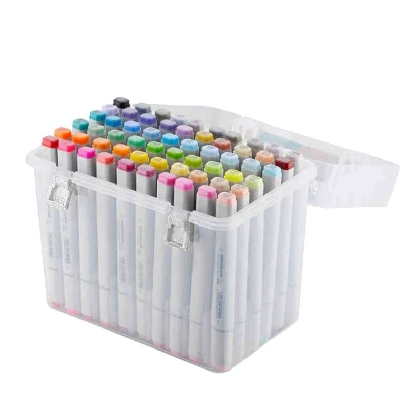 Colorful Marker Pen Box Plastic Storage for Case 80 Pen Slots Large Capacity for Watercolor Pen Metallic Paint Marker