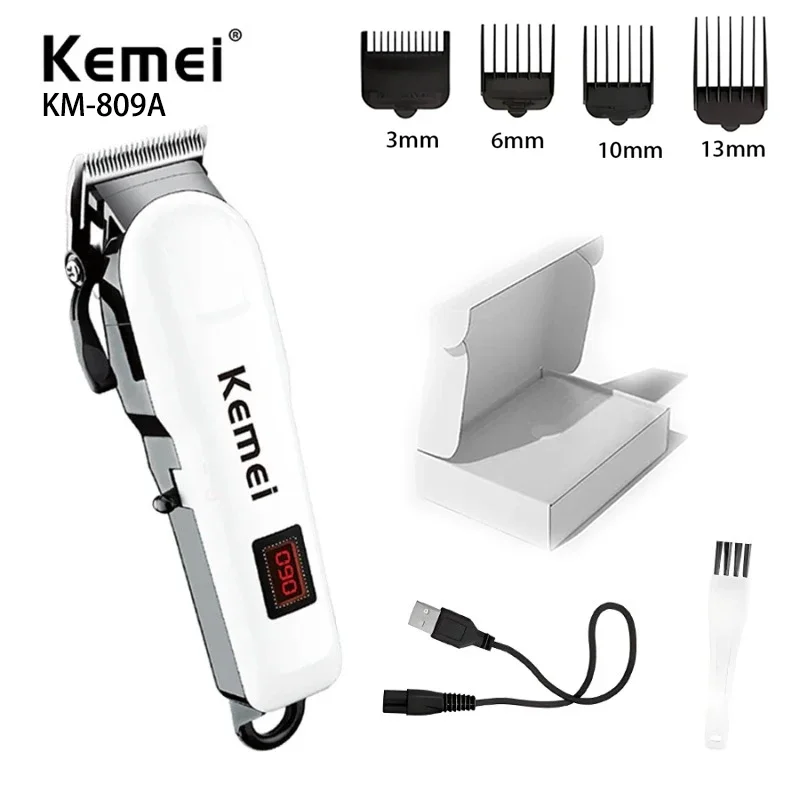 

Kemei-809A Professional Hair Trimmer Adjustable Electric Cord Cordless Hair Clipper For Men Haircut Machine Led Display