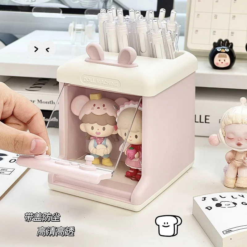 

Новая витрина ручной работы, милый держатель для ручек, студенческий настольный ящик для хранения мусора, кукольные украшения, пыленепроницаемый дисплей, подарок-сюрприз.